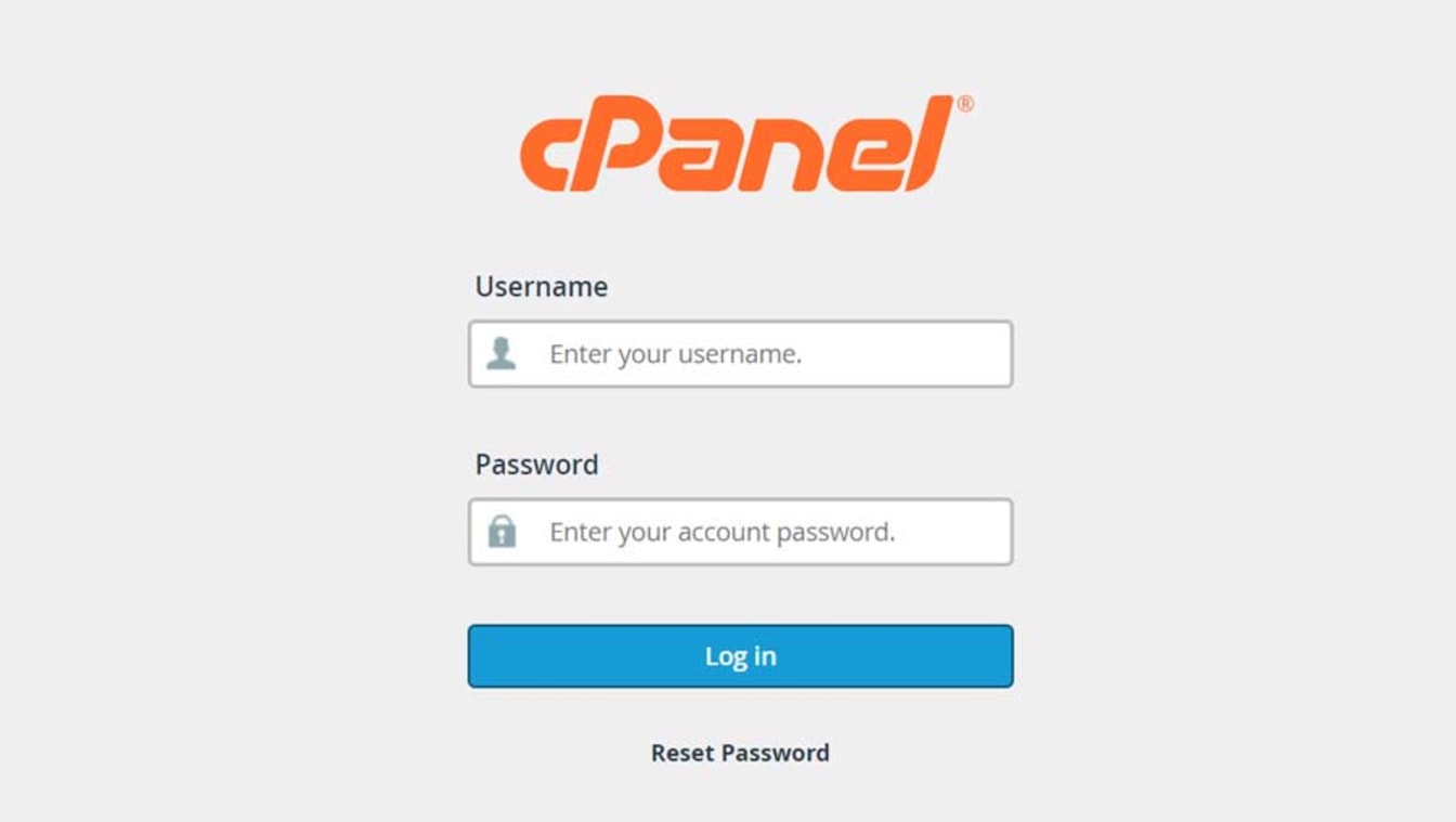 Type in your cPanel username and password.