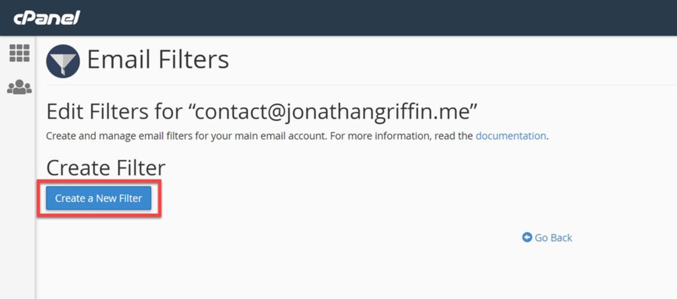 Create a new Email Filter.