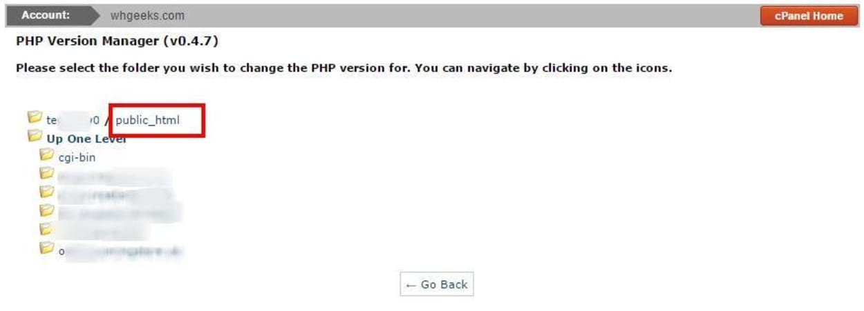 PHP version manager select directory.