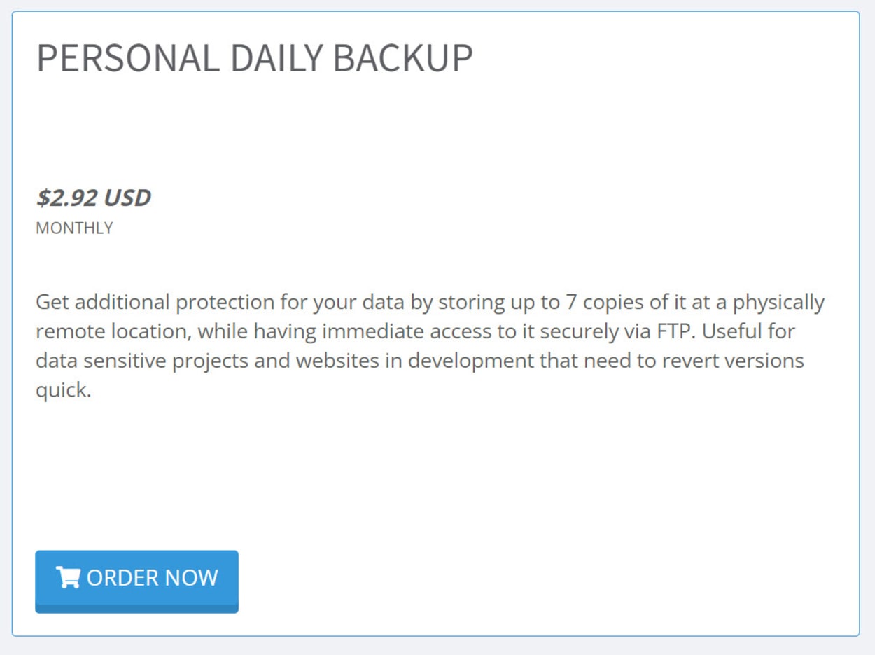 TMD Hosting personal daily backups.