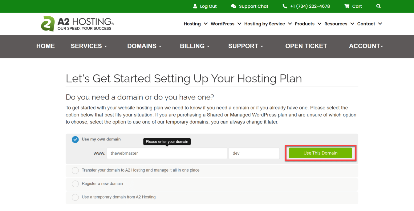 Step #2 - Specify your domain.