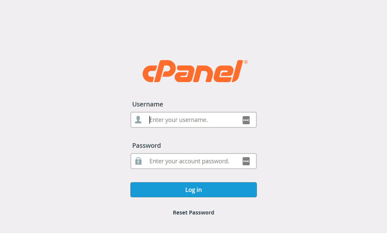 Log in to cPanel