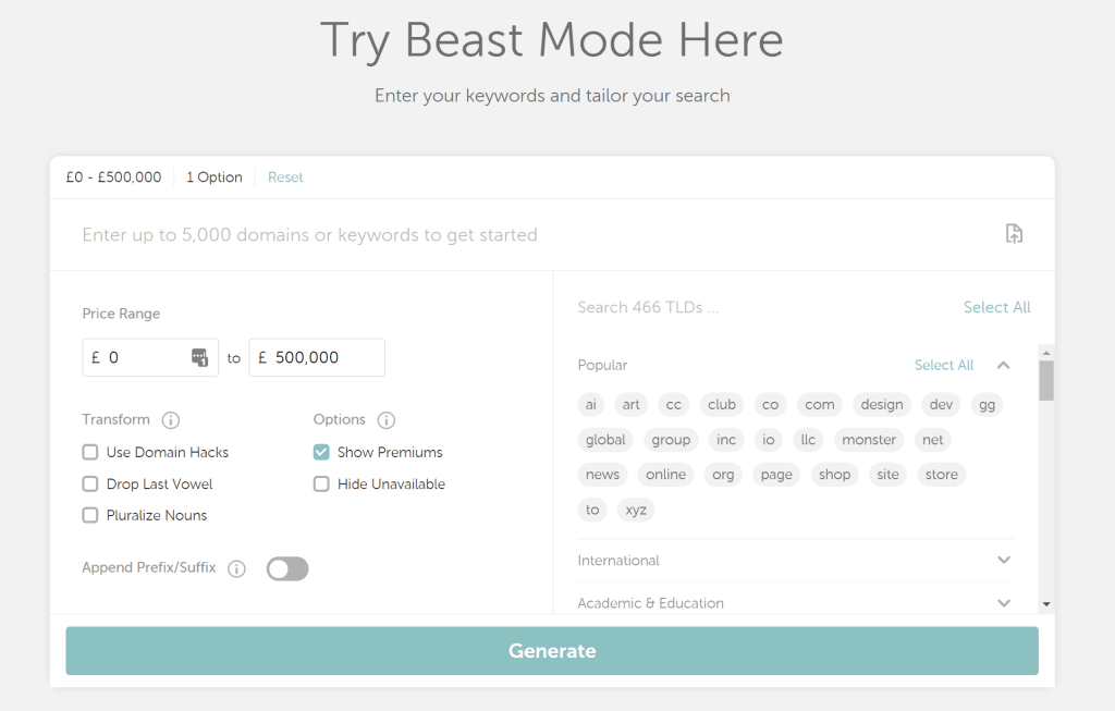 Namecheap Beast Mode.