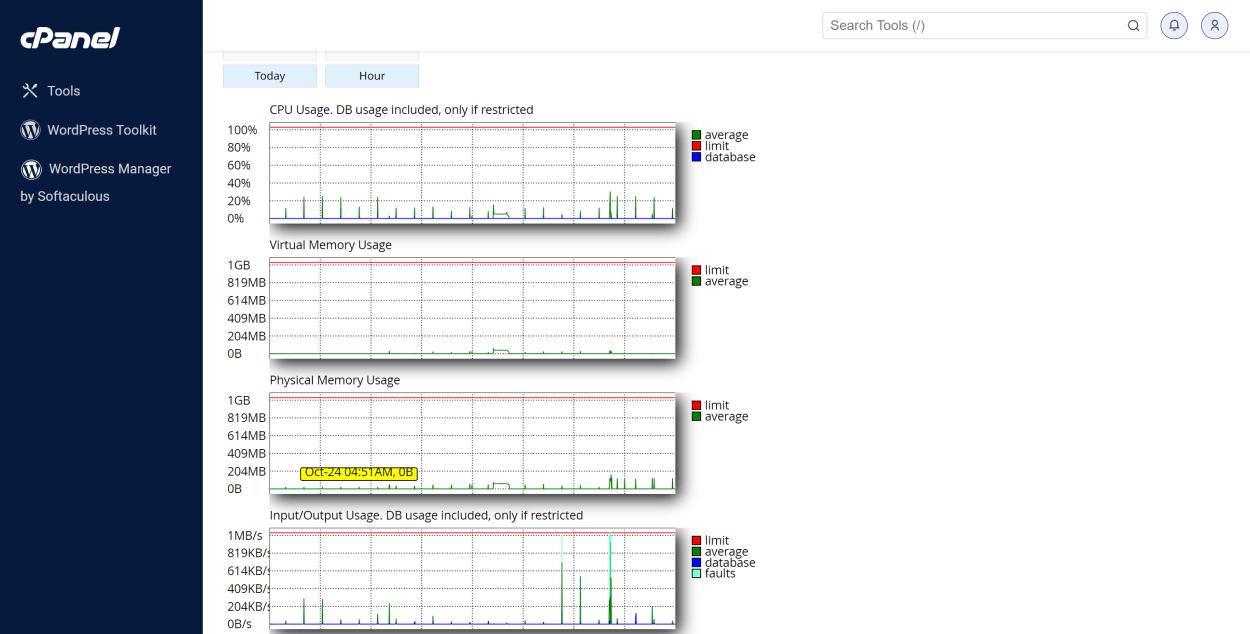 TMD Hosting cPanel Metrics Resource Usage