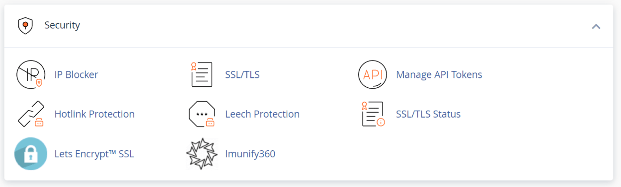 TMD Hosting cPanel Security Features.